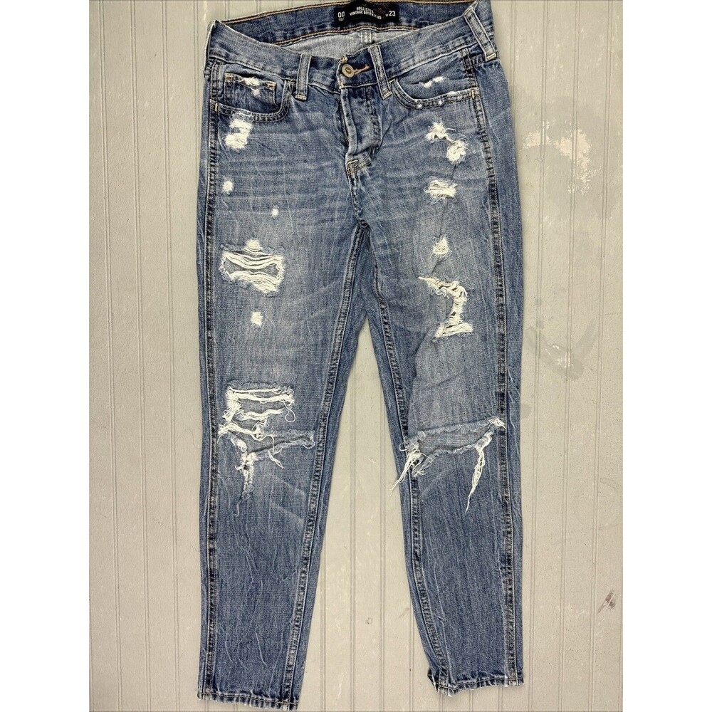 Hollister Size 00 Womens Jeans Crop Vintage Boyfriend Distress Low Rise Cotton
